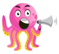 Octopus with a speakerphone illustration vector