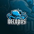 Octopus sport mascot logo design with modern illustration, badge and emblem. angry octopus.