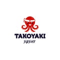 Octopus squid logo japanese food  sushi takoyaki chef icon vector cartoon mascot sticker illustration Royalty Free Stock Photo