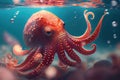 Octopus swimming under water. Generative AI
