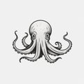 Minimalistic Octopus Tattoo Design - Cartoon Realism Vector Illustration