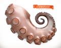 Octopus tentacle. 3d vector icon. Sea food