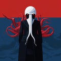 Kraken Humanoid: A Mysterious Portrait Of A Man And Giant Squid