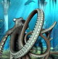 Octopus under water. Royalty Free Stock Photo