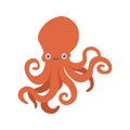 Octopus vector flat illustration, isolated on white background. Seas and oceans, underwater world. Sea creatures