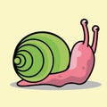 Snail in pink and light green coloures vector image