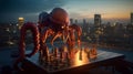 Octopus vs Robot Chess Battle, Made with Generative AI Royalty Free Stock Photo