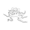 Octopus Wearing Cowboy Hat Drawing