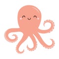 Octopus Zoo animal icon. See Ocean underwater life. Fish collection. Cute cartoon kawaii funny baby character. Education cards for Royalty Free Stock Photo