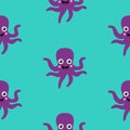 Octopuses pattern on turquoise background