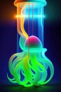 Octopuses are sea animals famous is natural flame. Ai generated.