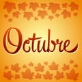 Octubre - October spanish vector sign Royalty Free Stock Photo