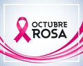 Octubre Rosa, Pink October Spanish Text, Breast Cancer Awareness Month design.