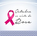 Octubre se Viste de Rosa, October Wears Pink Spanish text, Breast Cancer Awareness Month design.