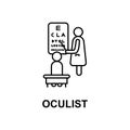 oculist icon. Element of treatment with name for mobile concept and web apps. Thin line oculist icon can be used for web and mobil