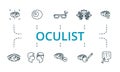 Oculist icon set. Collection of simple elements such as the glasses, blindness, 13, vision correction, astigmatism