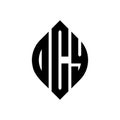 OCY circle letter logo design with circle and ellipse shape. OCY ellipse letters with typographic style. The three initials form a Royalty Free Stock Photo