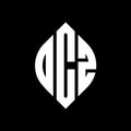 OCZ circle letter logo design with circle and ellipse shape. OCZ ellipse letters with typographic style. The three initials form a Royalty Free Stock Photo