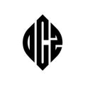 OCZ circle letter logo design with circle and ellipse shape. OCZ ellipse letters with typographic style. The three initials form a Royalty Free Stock Photo