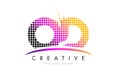 OD O D Letter Logo Design with Magenta Dots and Swoosh