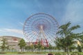 Odaiba colorful tall Palette Town Ferris wheel named Daikanransha visible from the central urban area of Tokyo in the summer blue Royalty Free Stock Photo