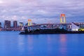 Odaiba Rainbow bridge with Tokyo bay view at night Royalty Free Stock Photo