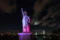 Odaiba Statue of Liberty Replica covered in the lights during the night in Japan