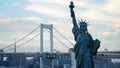 Odaiba, Tokyo. Rainbow Bridge and Statue of Liberty in Japan. Royalty Free Stock Photo