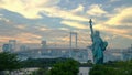 Odaiba, Tokyo. Rainbow Bridge and Statue of Liberty in Japan. Royalty Free Stock Photo