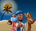 Odalisque and Sheik on the desert Royalty Free Stock Photo