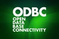 ODBC - Open Database Connectivity acronym, technology concept background Royalty Free Stock Photo