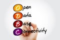 ODBC Open Database Connectivity - standard application programming interface for accessing database management systems, acronym Royalty Free Stock Photo