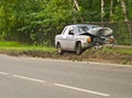 Odd urban road accident with a russian retro car