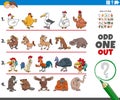 Odd one out picture game with animal characters Royalty Free Stock Photo