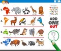 Odd one out picture game with animal species Royalty Free Stock Photo