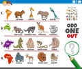 Odd one out picture game with animals and continents Royalty Free Stock Photo