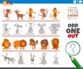 Odd one out picture game with funny animal characters Royalty Free Stock Photo