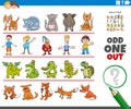 Odd one out picture game with funny characters Royalty Free Stock Photo