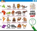 Odd one out picture task with animal species and continents Royalty Free Stock Photo