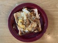 Odd snack - egg, creamed cheese, onions and mushrooms on toast