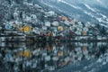 Odda Norway Fjord colorful houses reflections Royalty Free Stock Photo