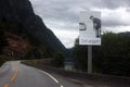 Odda, Norway - June 20, 2018: Sign encouraging drivers to share the road with cyclists, in norwegian reads