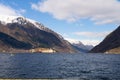 Odda, a Norwegian town and municipality in the Hordaland region, overlooking Sorfjorden Royalty Free Stock Photo