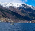 Odda, a Norwegian town and municipality in the Hordaland region, overlooking Sorfjorden Royalty Free Stock Photo