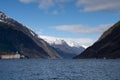 Odda, a Norwegian town and municipality in the Hordaland region, overlooking Sorfjorden Royalty Free Stock Photo