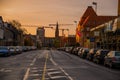 Odense, Denmark: Beautiful traditional houses on the street in Odense is the city birthplace of Hans Christian Andersen Royalty Free Stock Photo