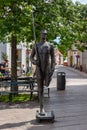 The tin soldier statue from the tale of writer H.C. Andersen at Odense on Denmark