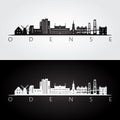 Odense skyline and landmarks silhouette Royalty Free Stock Photo