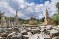 Odeon of Agrippa statues in the Ancient Agora of Athens, Greece Royalty Free Stock Photo