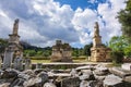 Odeon of Agrippa statues in the Ancient Agora of Athens, Greece Royalty Free Stock Photo